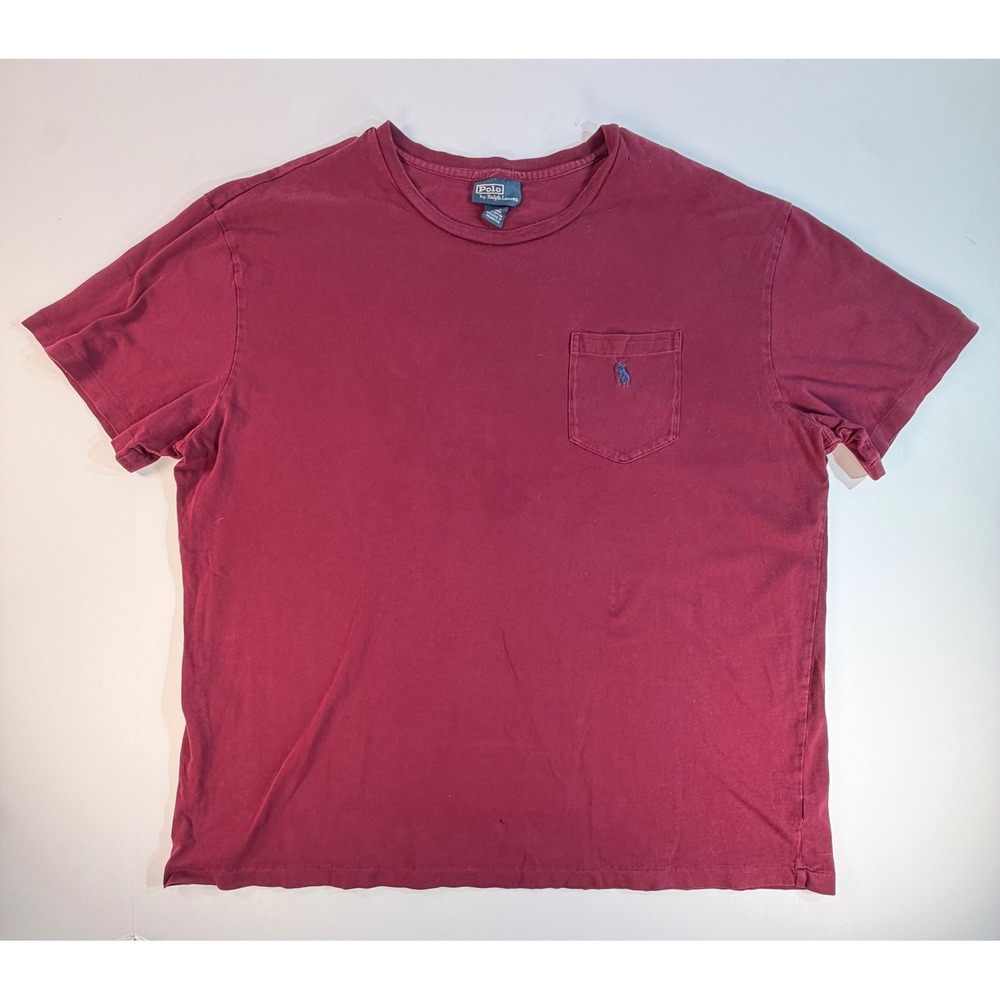 Polo Ralph Lauren Mens XL Burgundy Red Pocket T-Shirt Short Sleeve Cotton Tee